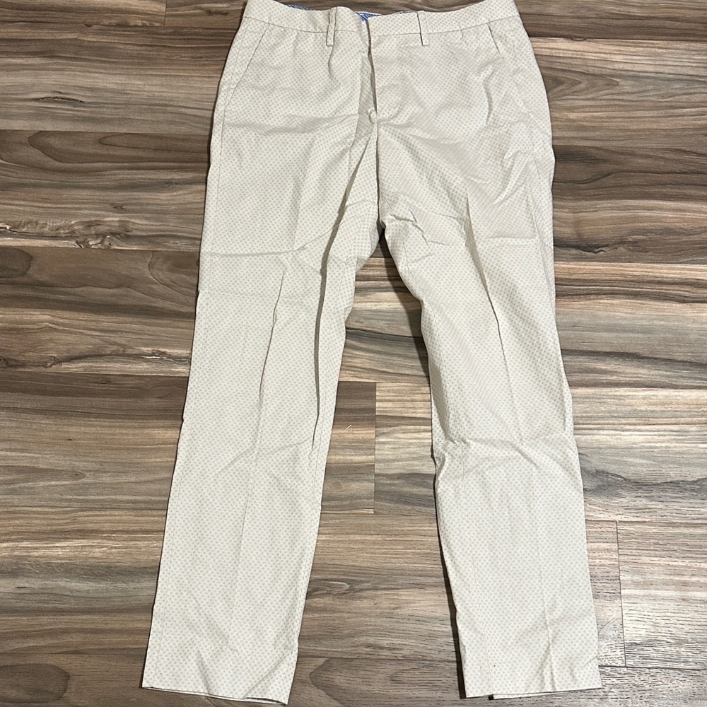 Bonobos Pants Men's 33x32 Slim Fit Khaki Beige Textured Print Cotton Golf